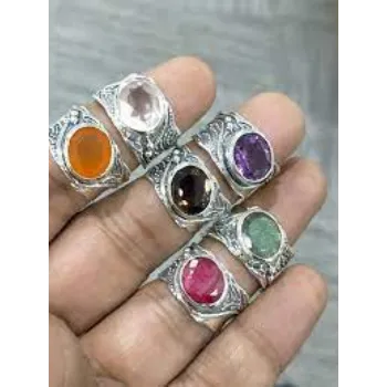 Silver Gemstone Rings Multiple